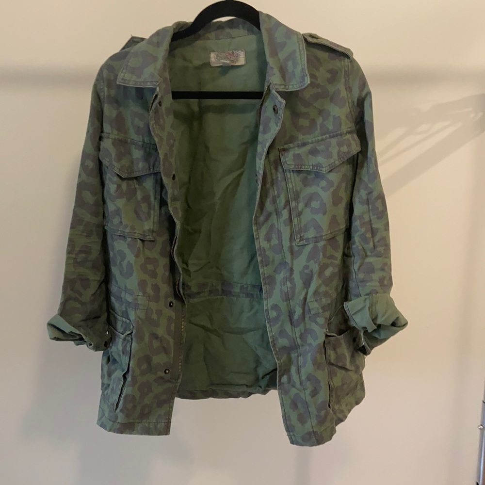 Cheetah green army jacket